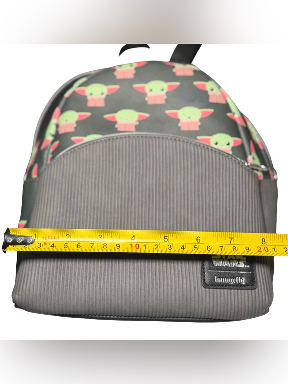 Disney Loungefly Grey Mini Backpack with Green Grogu Print - Picture 9 of 13